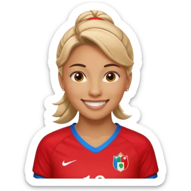 woman soccer player with red jersey sticker