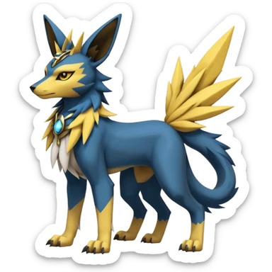 Zeraora-Anubis-Lucario-Umbreon-Renamon-Jolteon-hybrid-fusion-Fakémon-Pokémon-Digimon-creature (full body) sticker