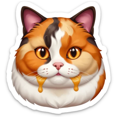 Fat calico cat with dark sundae split faced  sticker