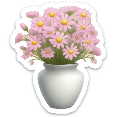 Bouquet of light pink wildflowers in a vase w sticker
