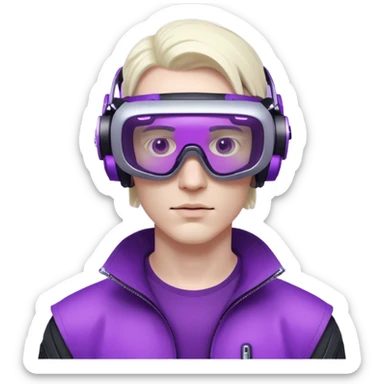 Cyberpunk man fappy head 3d puruple cyber VR -glasses only head sticker