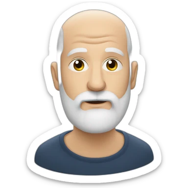 older buzz cut European white bearded  man kissing bald black older  bearded  man sticker