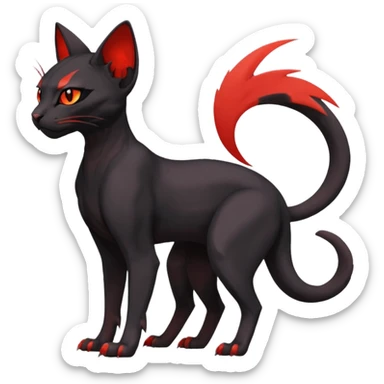 Black edgy Noivern-Litten-Sphynx-Lykoi-Caracal-cat-Fakemon full-body sticker