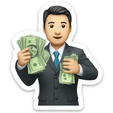 kazakh businessman with money in hands sticker