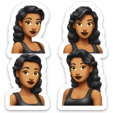 Tanned woman with black hair dressed in 1990s pop princess hair, makeup, and neon attire  sticker