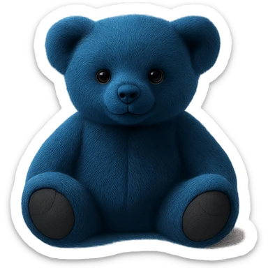 Change the teddy bear's fur to a realistic blue color, keep soft lighting and transparent background. The style should maintain a realistic and soft lighting look. sticker