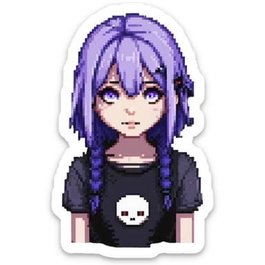 violet hair emo girl sticker