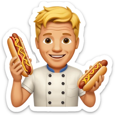 gordon ramsay hold a hotdog, happy smile sticker