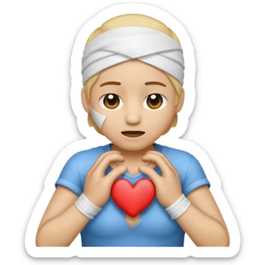 crea un emoji con esos 3 en conjunto ❤️‍🩹😩🫶🏼 sticker