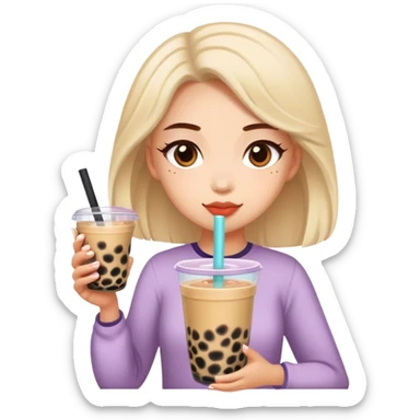 Girl with boba tea  sticker
