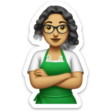 mexican chubby lady green apron  with glasses cooking tacos sticker
