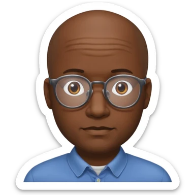 Balding black man with glasses and hair around the sides sticker