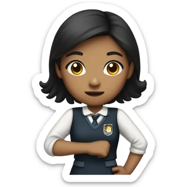 "An emoji of a black-haired girl in a school uniform, with her fist raised as if she's about to punch."






 sticker