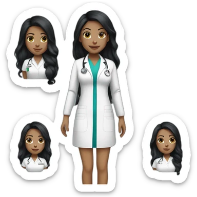 nurse white skin black hair girl sticker