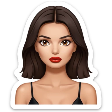 Glamorous model with dark hair and full lips, Emily Ratajkowski portrait sticker
