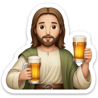 Jesus holding a beer sticker