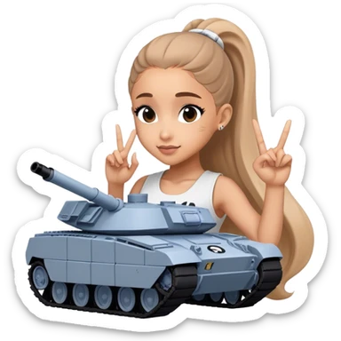 Ariana grande with ok doing sign and "ryu" written on toptank sticker
