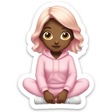 girl squatting with light pink clothes  sticker