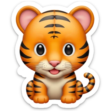 A cute little tiger shows his tongue sticker