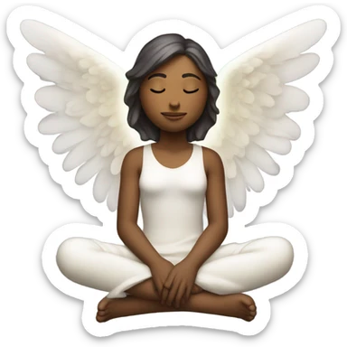 Angel meditating in front of a waterfall sticker