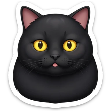 Un gato negro gordito con los ojos de color amarillos sticker