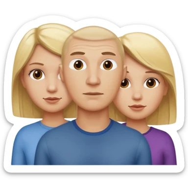 Two blonde women and a man with skin head  sticker