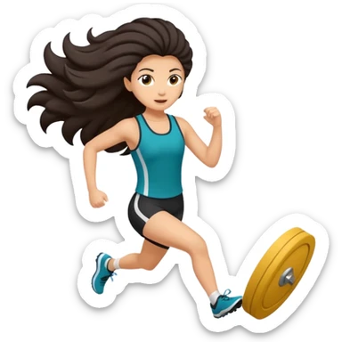 Treino de corrida feminino morena cacheada cabelos cumpridos caindo nas costas sticker