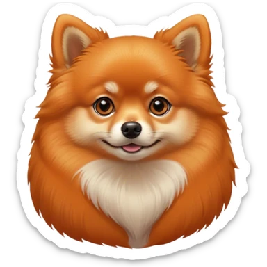 Cinematic Noble Orange Pomeranian Portrait Emoji, Poised and regal, with a compact, fluffy build and a meticulously groomed vibrant orange coat, deep-set soulful brown eyes, Simplified yet sharp and sophisticated features, highly detailed, glowing with a soft, dignified glow, high shine, intelligent and spirited, stylized with an air of elegance, focused and attentive, soft glowing outline, capturing the essence of a watchful and confident companion, so majestic it feels as though it could prance out of the screen with effortless authority! sticker