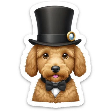 Golden doodle dog with a top hat and monocle  sticker