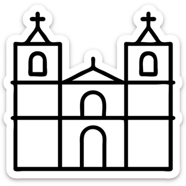 Catedral de San Juan en Malta, representación simplificada, líneas limpias sticker