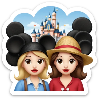 Haz un dos chicad una la bella de Disney y la otra uo con el pelo rizado largo haciendose un selfie como si et UVI ETB en el perquè de isney sticker