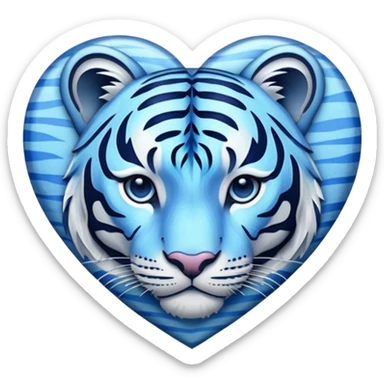 Blue heart with light blue tiger stripes sticker
