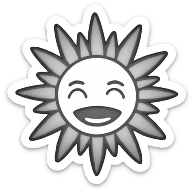 A sun like vacation emoji but no color just white outline sticker