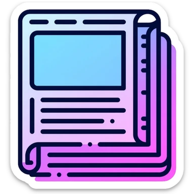 newspaper with headlines and neon glow effect, blue neon glow on top left, purple neon glow on bottom right sticker