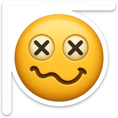 Edit the yellow drunk face emoji in a gpt-image style. Remove the background to make it transparent. Keep the emoji style consistent with the original but with a transparent background. sticker
