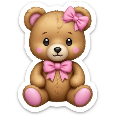 Cute teddy bear with a pink bow. sticker