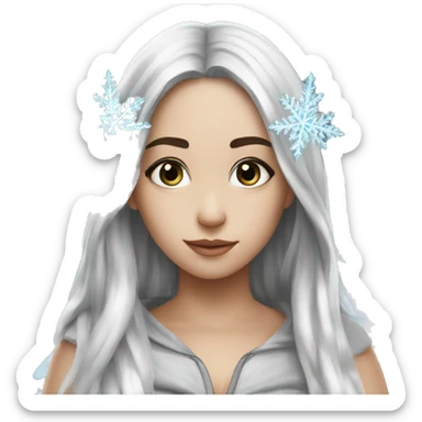 big wings, hood, silver, icy ,snowflake, Beautiful, fairy, long hair sticker