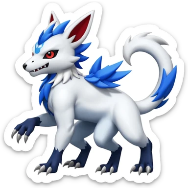 Garurumon-Zangoose-Absol-fusion-hybrid-creature (full body) sticker