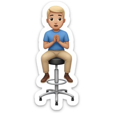 a person sitting on stool moving full backward head. sticker