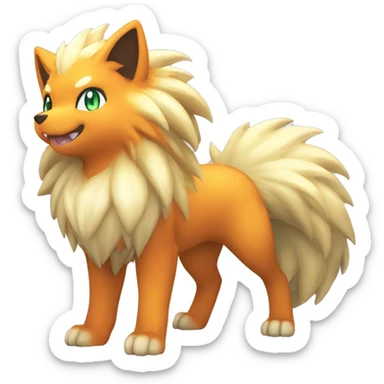 Colorful Shiny Kawaii Cute Arcanine—Vulpix-Ninetails-Fakémon-Pokémon full body sticker