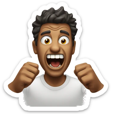 face of a guy shouting with a devilish smile sticker