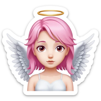 pink hair angel with White wing sticker