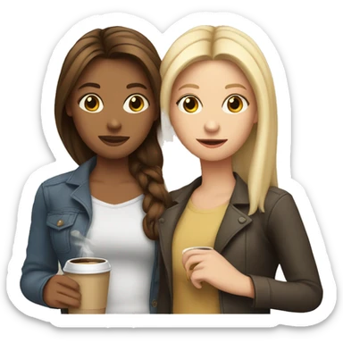 Two brown haired girls and one blonde girl with a coffee cup and a cigarette in their hands sticker