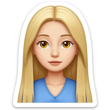 v-line face, long straight hair, slim small woman, emoji style sticker