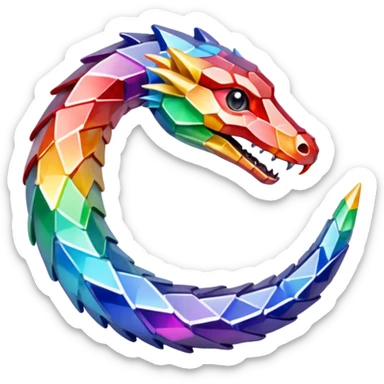 ouroboros serpent made of rainbow crystal shards sticker