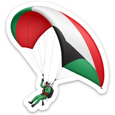 a palestinian flag with a paraglider, respect scrupulously the correct shapes and colours of the palestinian flag, try again sticker