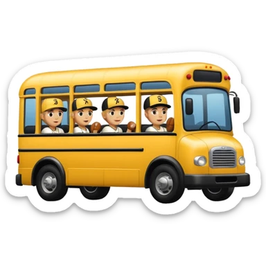 autobus de equipo llevando a egnte de basebal  y un chofer sticker