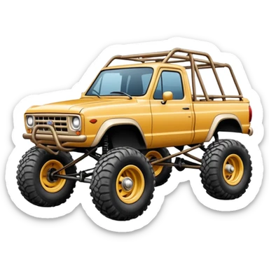 Off road Race truck whose frame and detailed suspension is made of shopping cart material with padded roll cage and antique style handmade bodywork  sticker