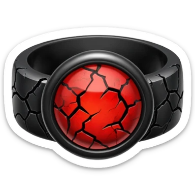 iOS sticker, cursed ring, black shades, red crack, minimal sticker