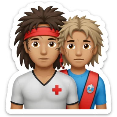 Lifeguard Native American Teenager with messy hair rescuing someone sticker